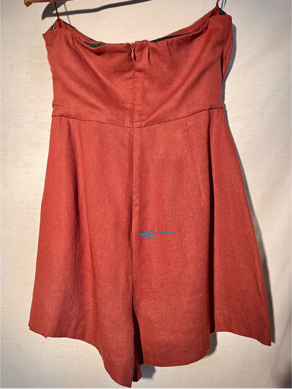 Zara Short Linen Romper Jumpsuit Terracotta Open Sholders Medium 3453/722/658 - Picture 13 of 16